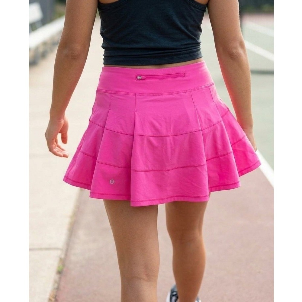 Lululemon Pace Rival Mid Rise Skirt Long Women 4 Tall Pink Tennis Running Skort
